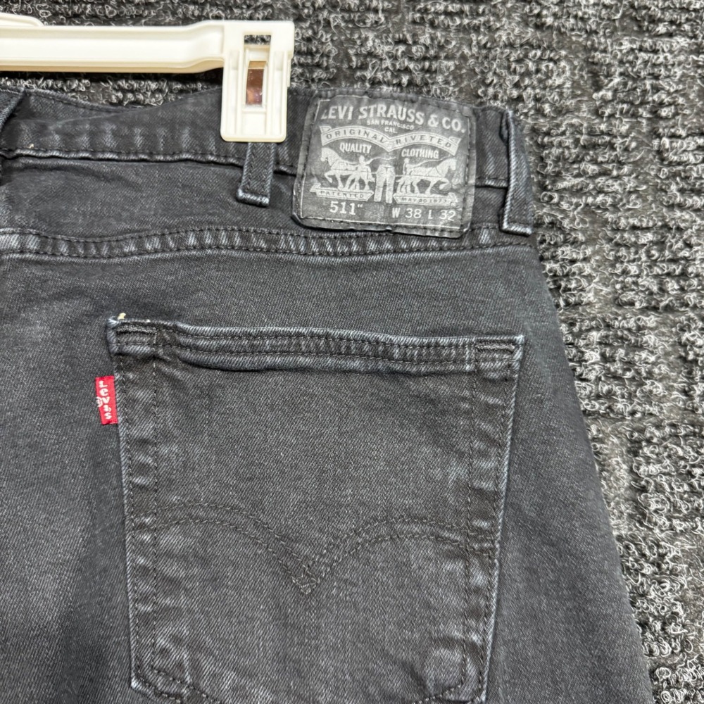 Levis 511 Slim Fit Jeans Mens 38x32 Black Denim Pants 04511-4406